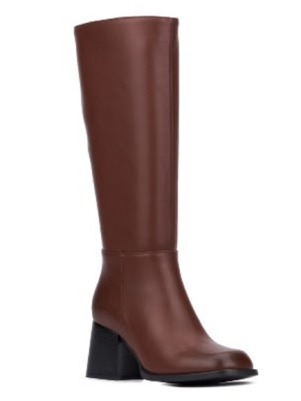 Women's Brown Knee-High Block Heel Boots